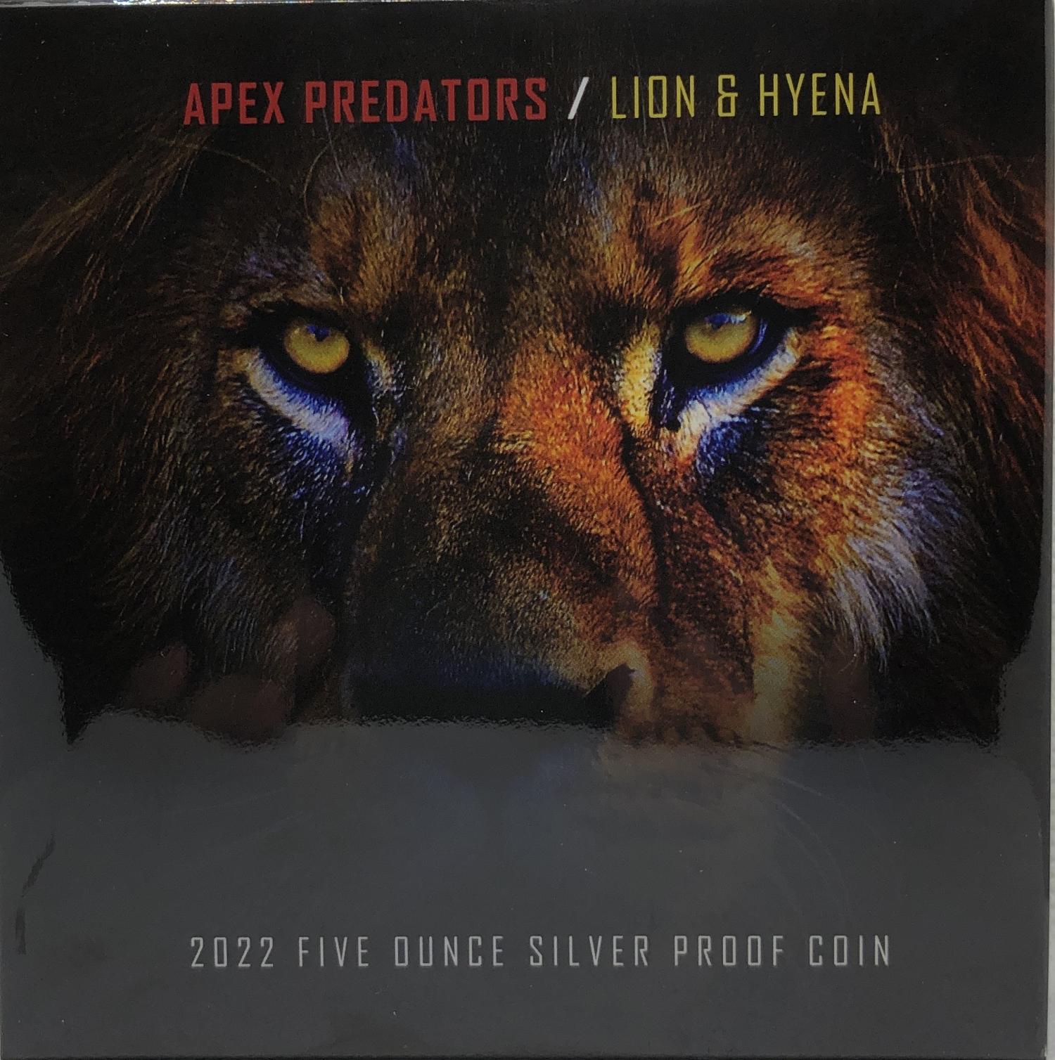 Thumbnail for 2022 Niue 5oz Gold Plated Silver Proof Apex Predators Lion and Hyena