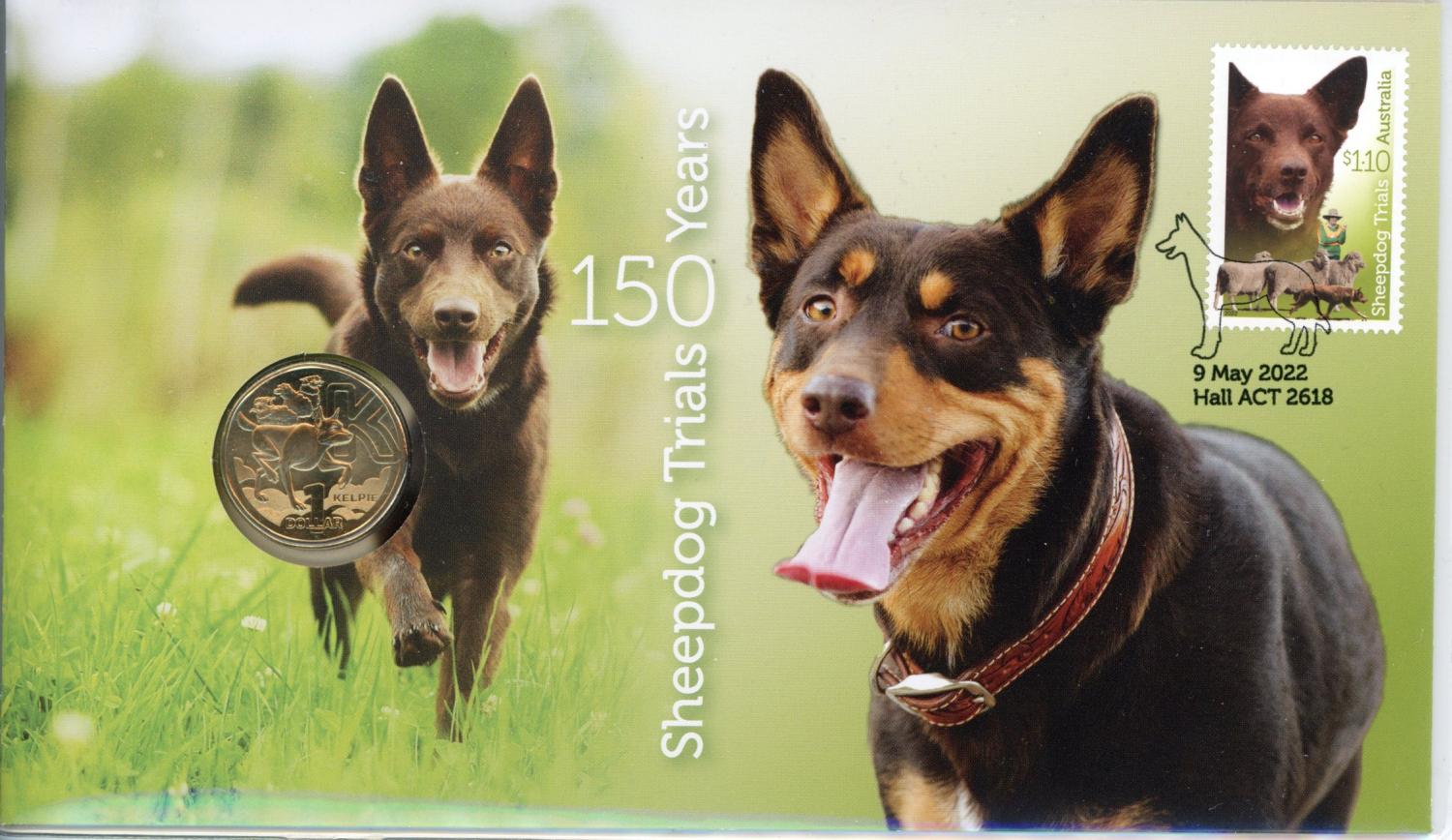 Thumbnail for 2022 - Issue 9 Sheepdog Trails 150 Years Postal Numismatic Cover with RAM K for Kelpie $1.00 Coin