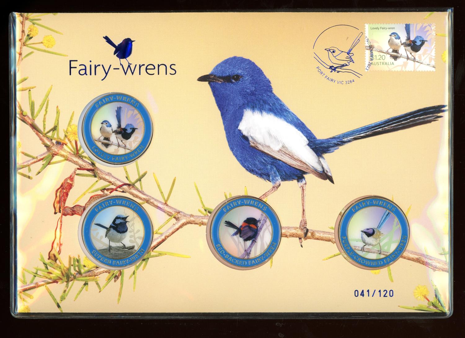 Thumbnail for 2023 Fairy Wrens Limited Edition Postal Medallion Cover with Foil Overprint 041-120