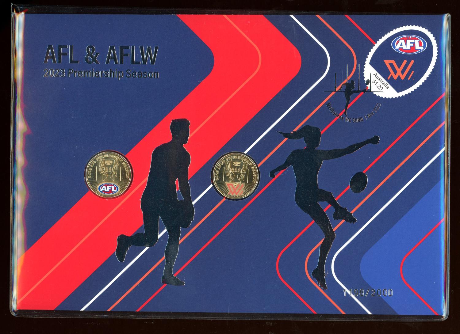 Thumbnail for 2023 AFL and AFWL Limited Edition 2 Coin PNC with Coloured Coins & Foil Overprint 1198-2000