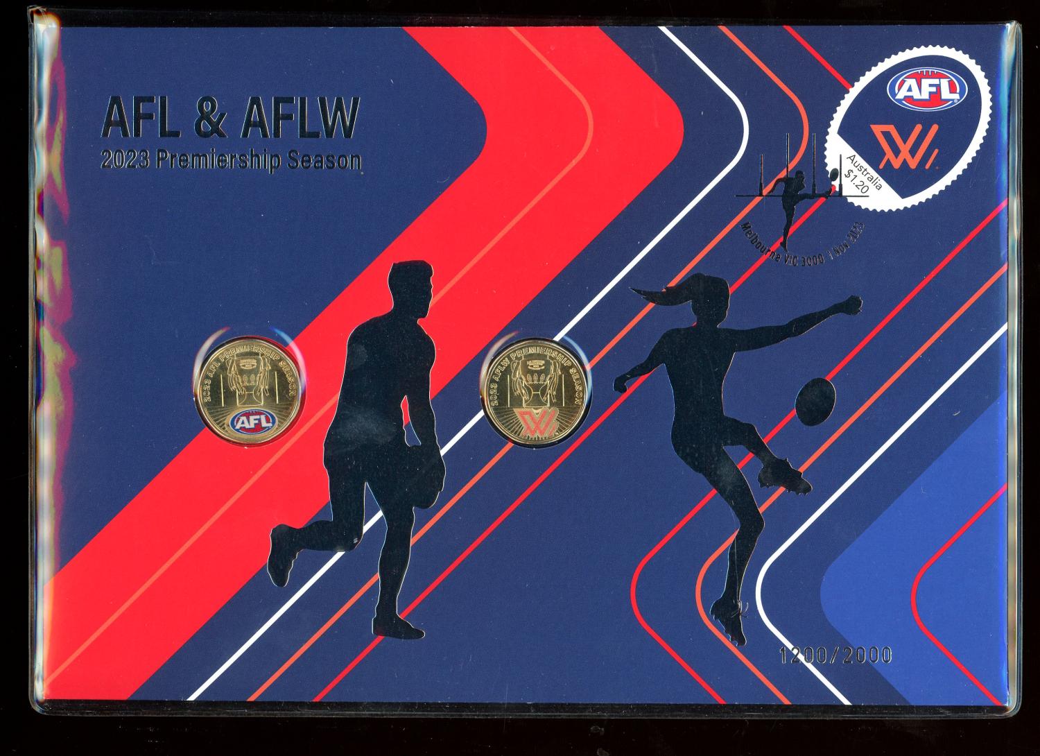 Thumbnail for 2023 AFL and AFWL Limited Edition 2 Coin PNC with Coloured Coins & Foil Overprint 1200-2000