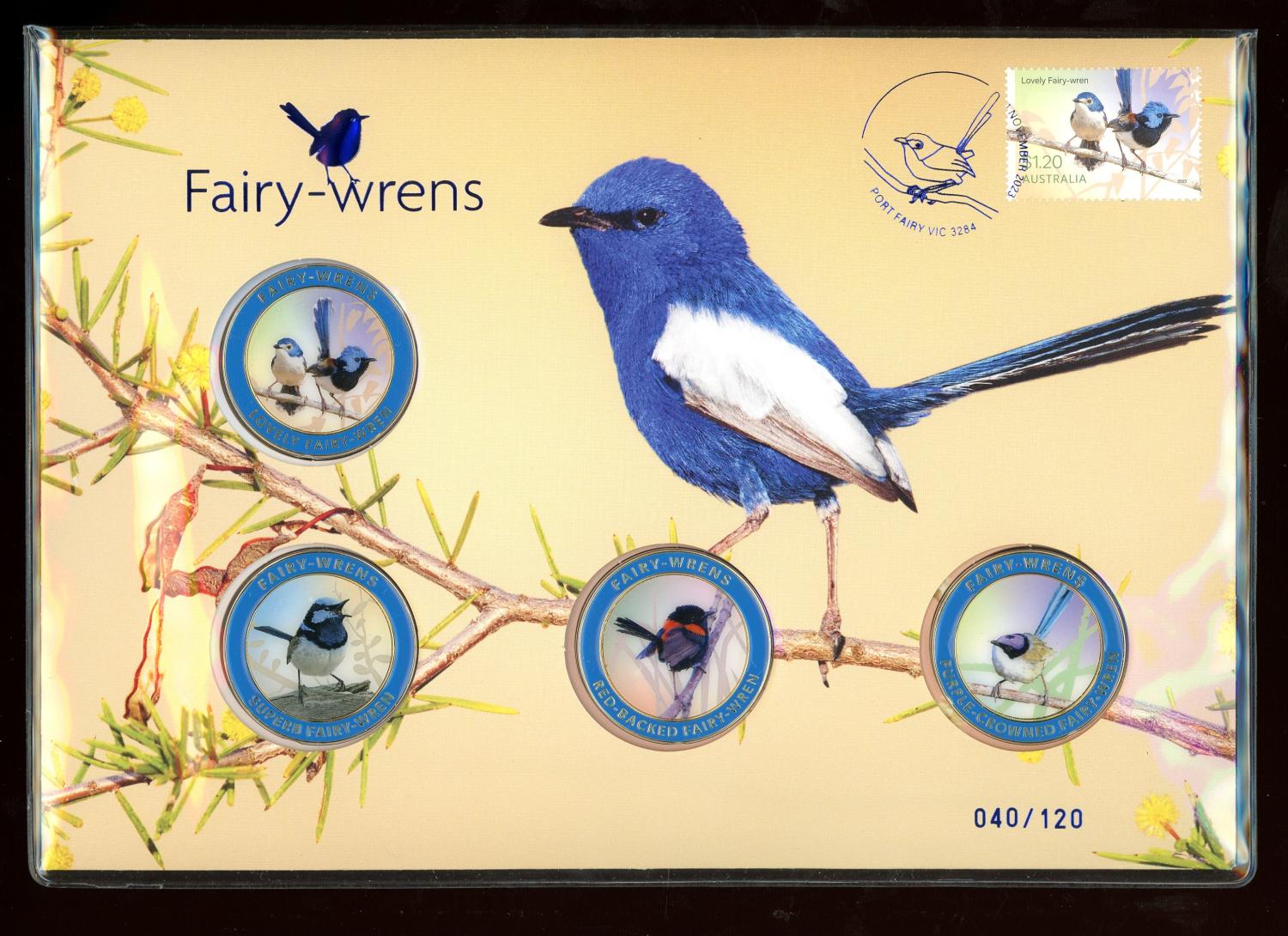 Thumbnail for 2023 Fairy Wrens Limited Edition Postal Medallion Cover with Foil Overprint 040-120
