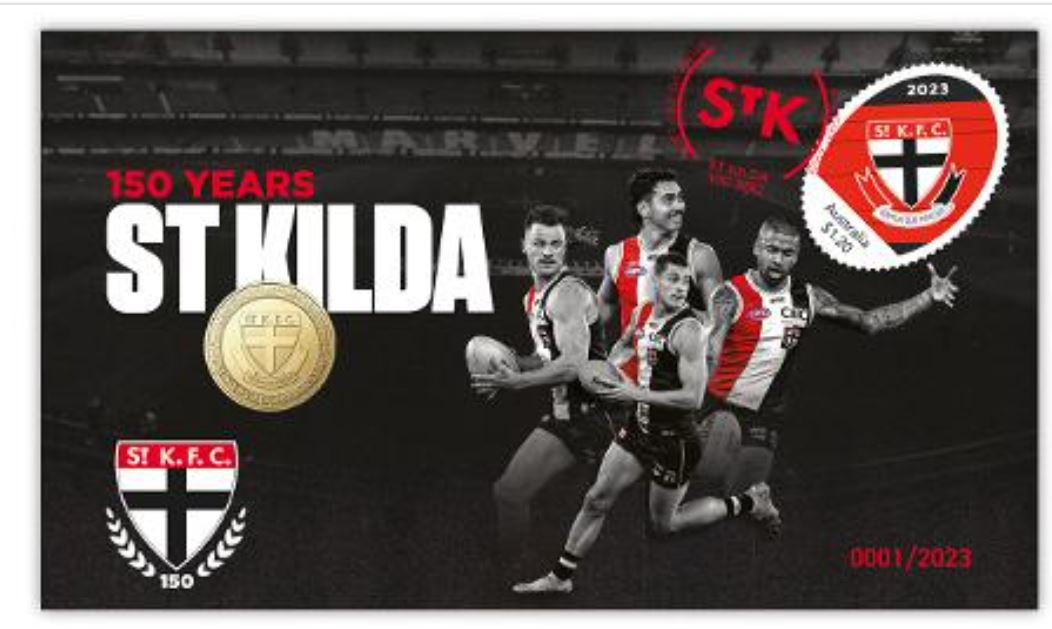 Thumbnail for 2023 St Kilda 150 Years PNC Cover with RAM $1 AFL Coin