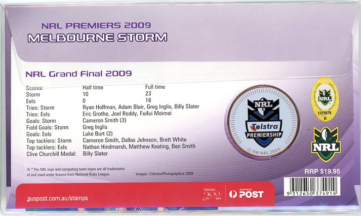 PNC Australia 2009 Melbourne Storm NRL Premiers Medallion 