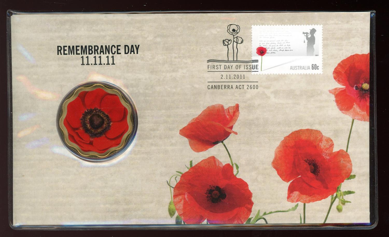 Thumbnail for 2011 Remembrance Day Coloured Poppy $5 PNC