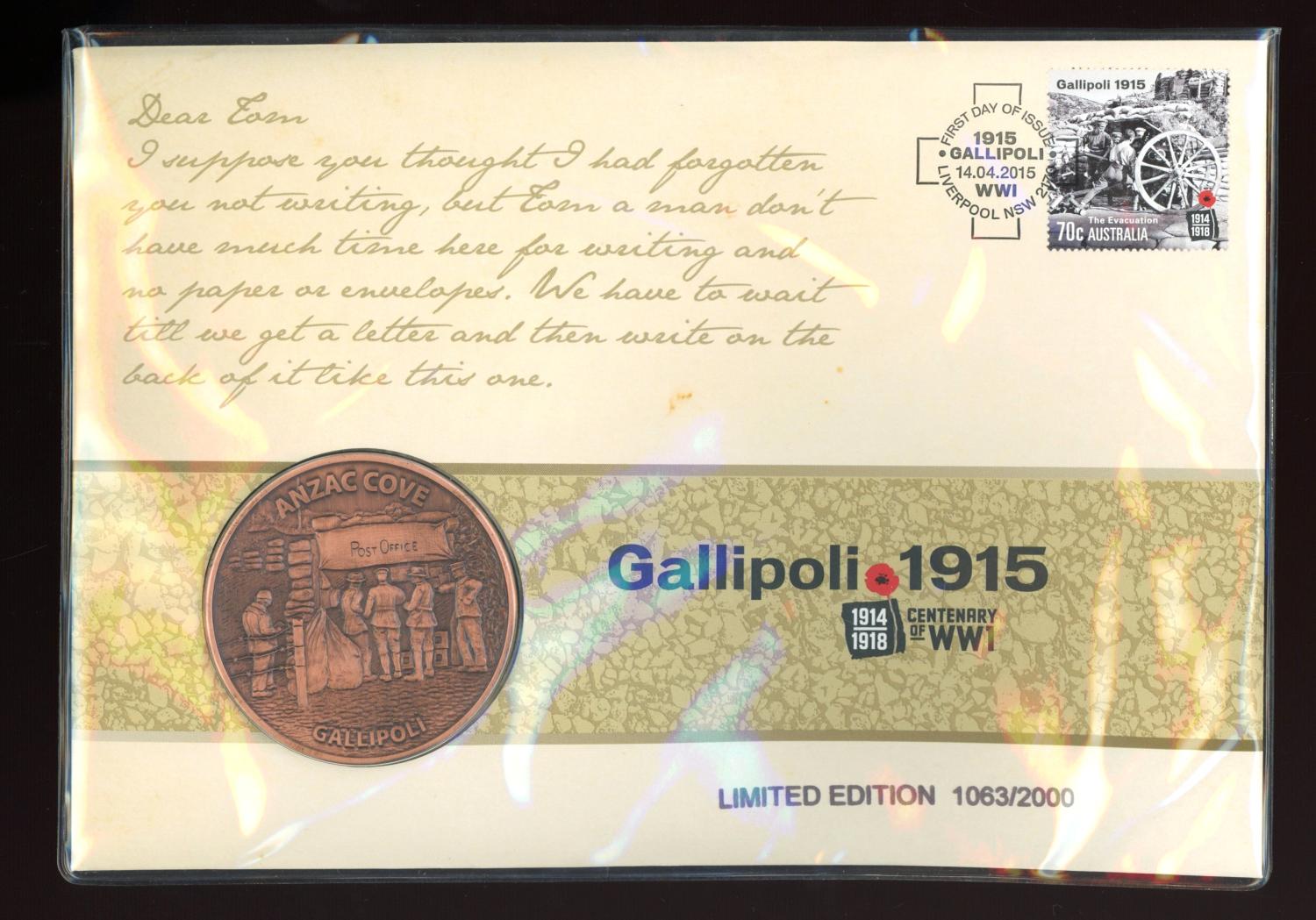 Thumbnail for 2015 Issue 08 Gallipoli Centenary of WWI  Medallic PNC