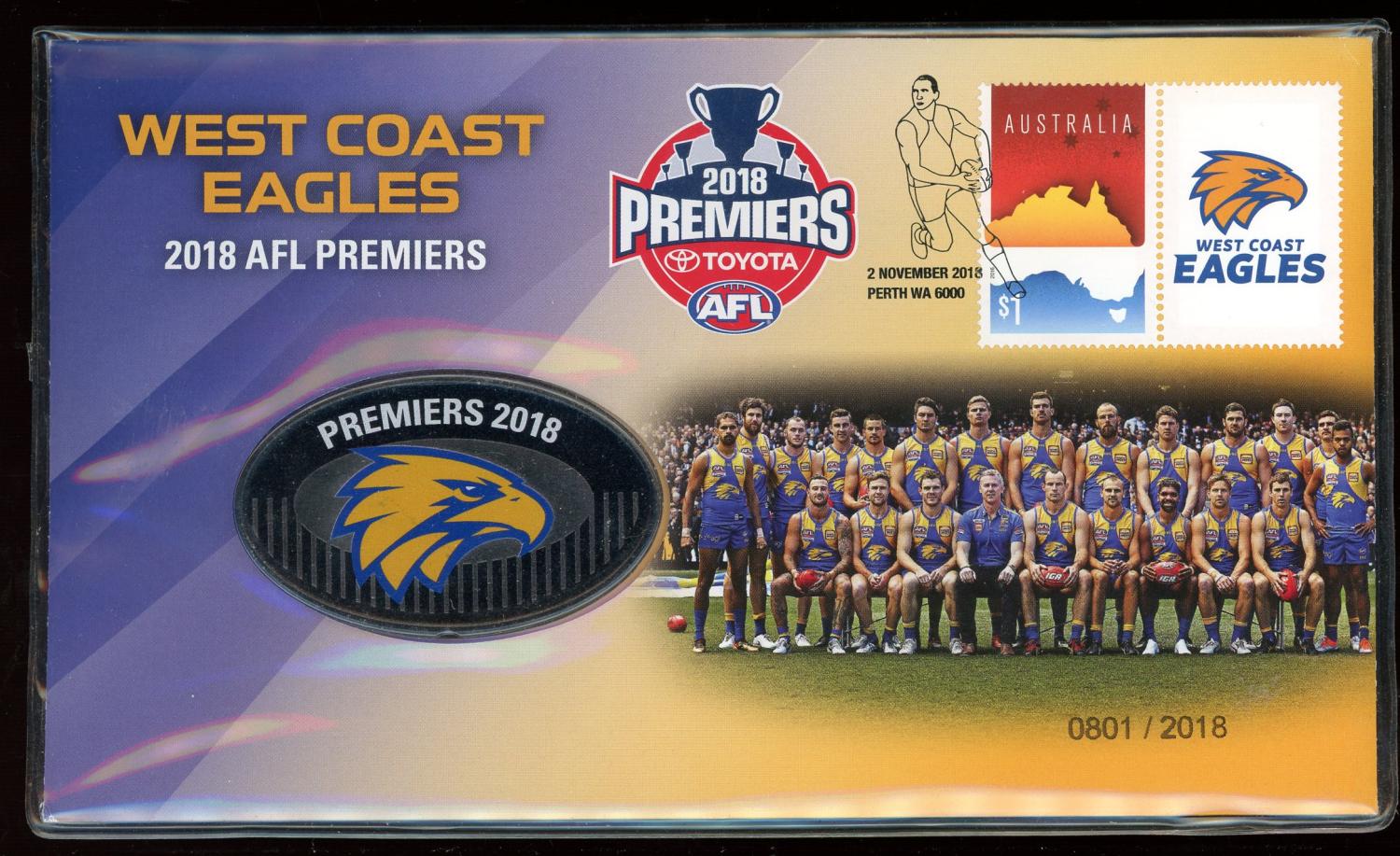 Thumbnail for 2018 AFL Premiers - West Coast Eagles - Medallic PNC Limited Mintage of only 2018