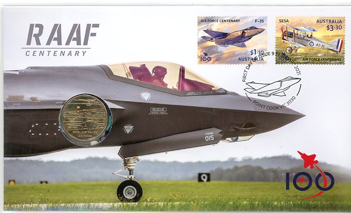 Thumbnail for 2021 Issue 10 - 100 Years Centenary of The Royal Australian Air Force (RAAF) PNC -  with Envelope Privy
