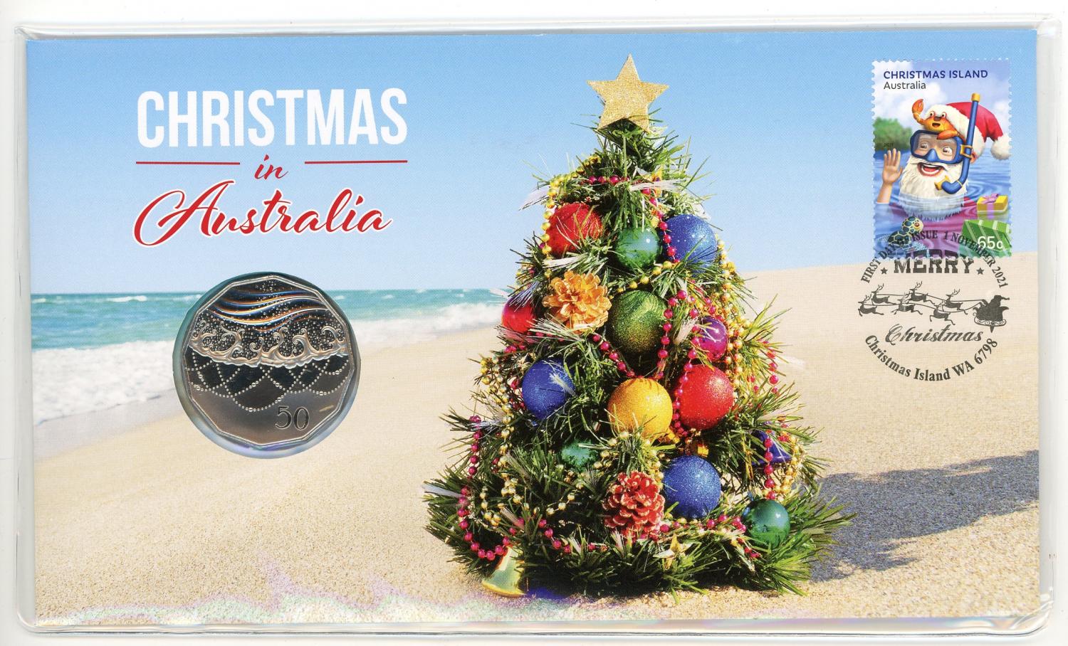 Thumbnail for 2021 Issue 18 Christmas in Australia PNC with Royal Australian Mint Fifty Cent