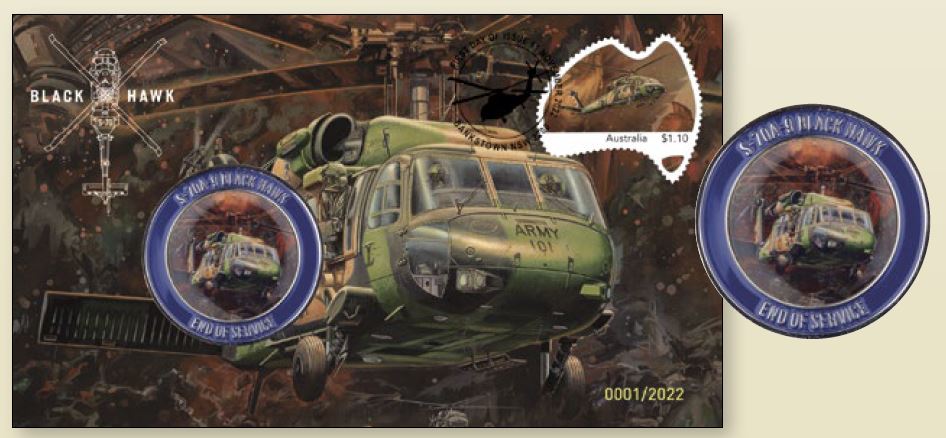 Thumbnail for 2022 Black Hawk Helicopter End of Service Retirement Medallion Postal Cover