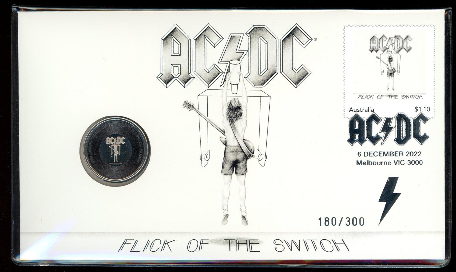 Thumbnail for 2022 Issue 26A 20c AC DC Flick of the Switch Limited Edition PNC - Mintage only 300