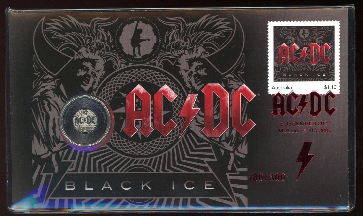 Thumbnail for 2022 Issue 28A 20c AC DC Black Ice Limited Edition PNC - Mintage only 300
