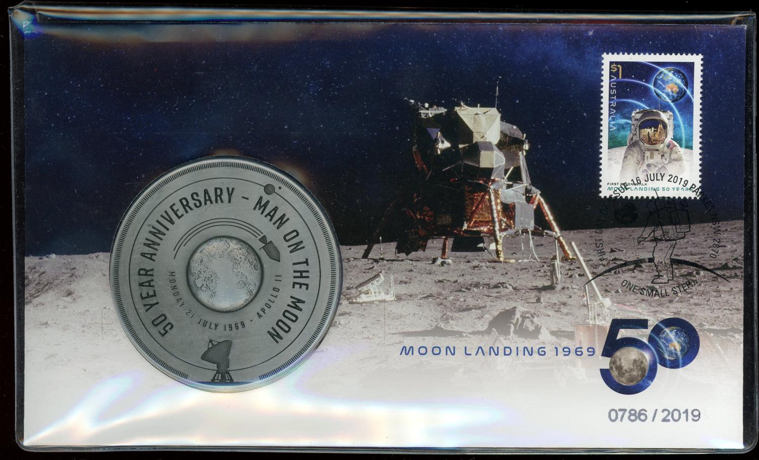 Thumbnail for 2019 Moon Landing 1969 50th Anniversary of the Man on the Moon Medallic PNC