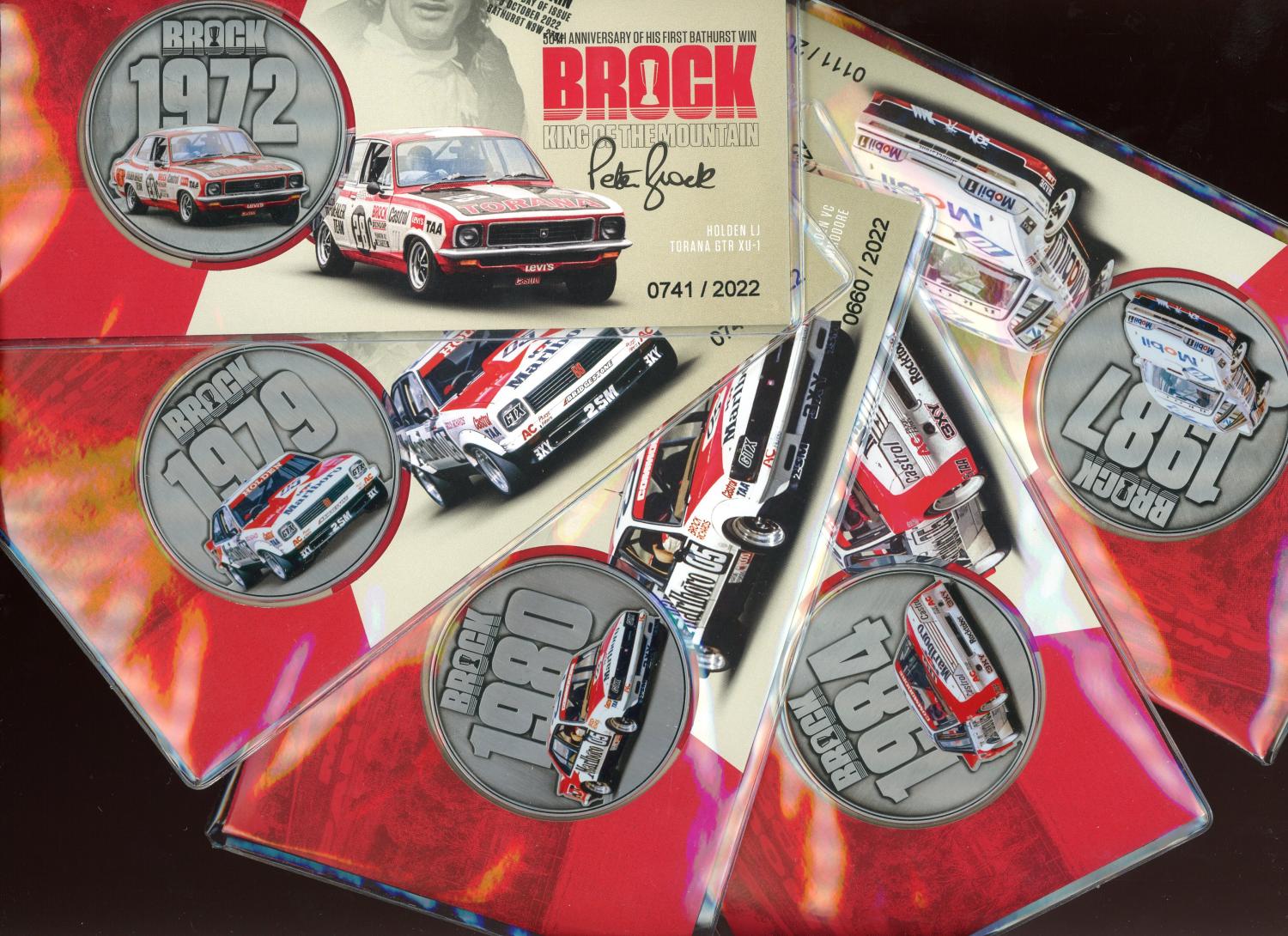 Thumbnail for 2022 Peter Brock Set of 5 Medallic PNC's - 50th Anniversary of his 1st Bathurst Win