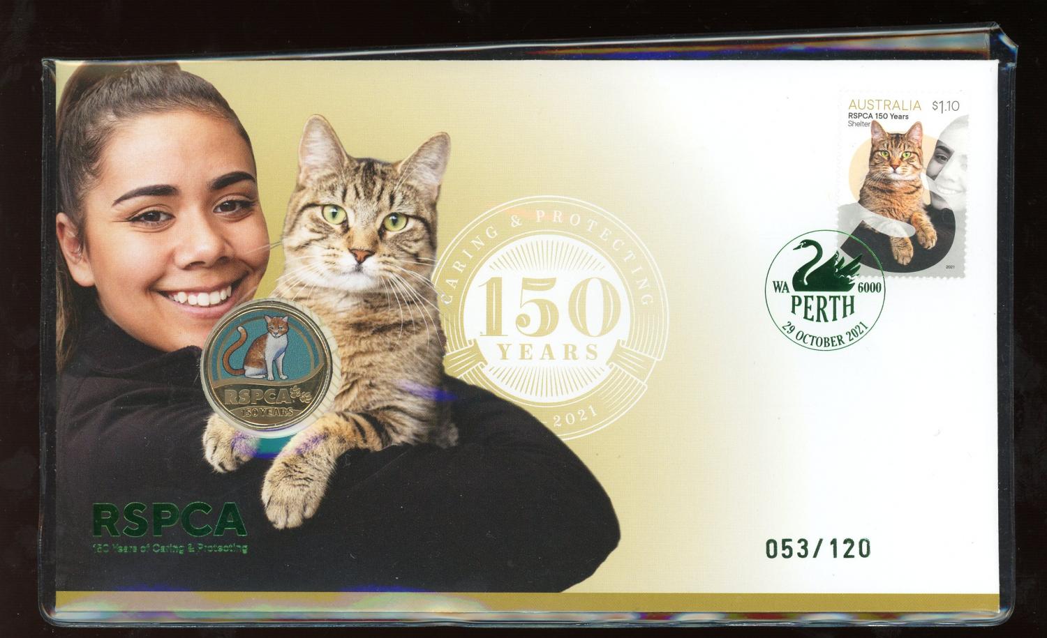 Thumbnail for 2021 Perth Coin and Stamp Show RSPCA Cat PNC 29th October