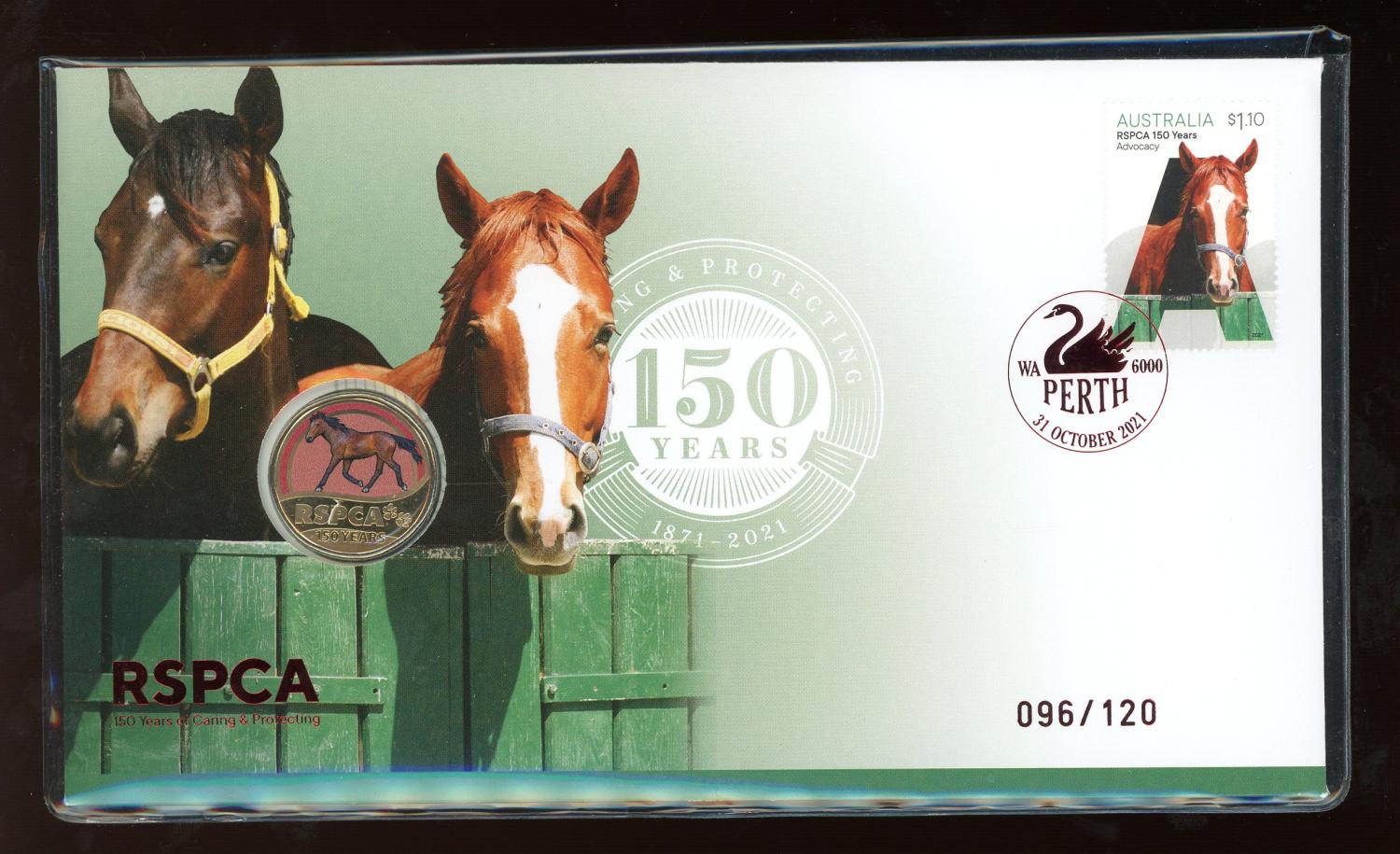 Thumbnail for 2021 Perth Coin and Stamp Show RSPCA Horse PNC 31st October
