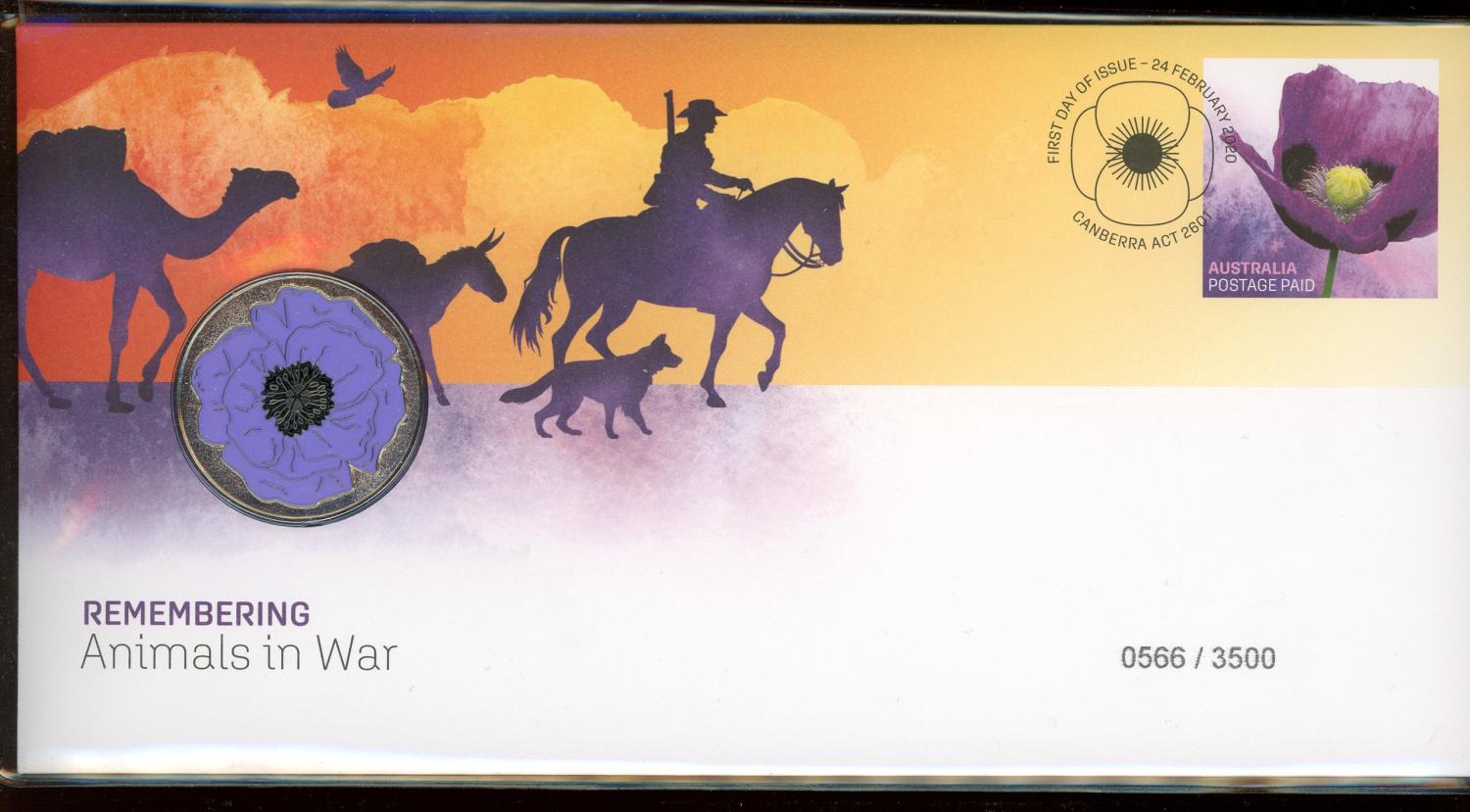 Thumbnail for 2020 Remembering Animals in War Medallic PNC