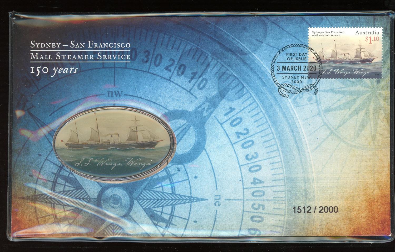 Thumbnail for 2020 Sydney - San Francisco Mail Steamer Service 150 Years Medallic PNC