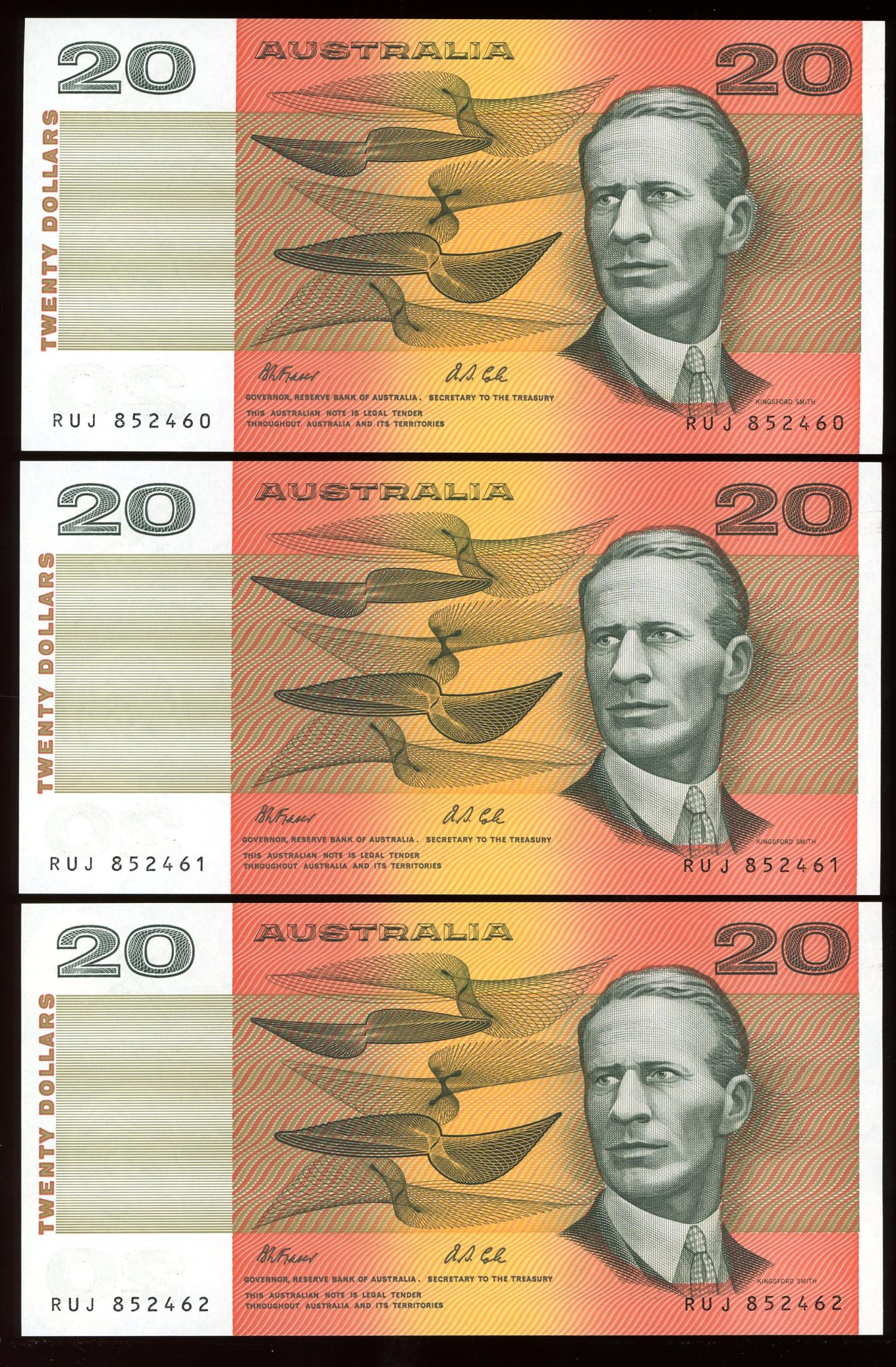 Thumbnail for 1991 $20 Trio Fraser Cole RUJ 852460-62 UNC