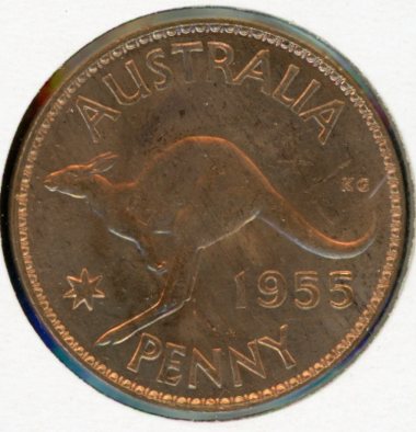 Thumbnail for 1955 Australian One Penny - aUNC