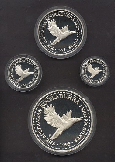 Thumbnail for 1995 Kilo Kookaburra Four Coin Proof Set - 1kg, 10oz, 2oz, & 1oz