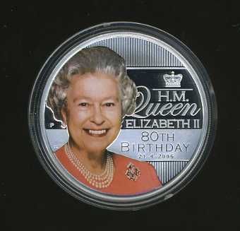 Thumbnail for 2006 Queen Elizabeth II 80th Birthday 1oz Coloured Silver Proof Coin