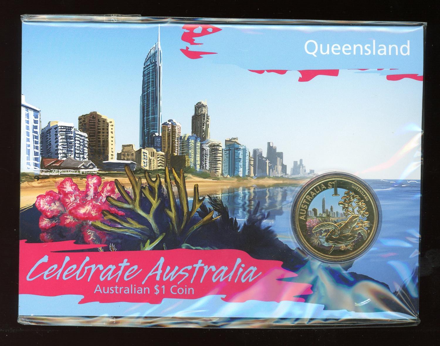Thumbnail for 2009 Celebrate Australia Coloured Uncirculated $1 Coin - Queensland