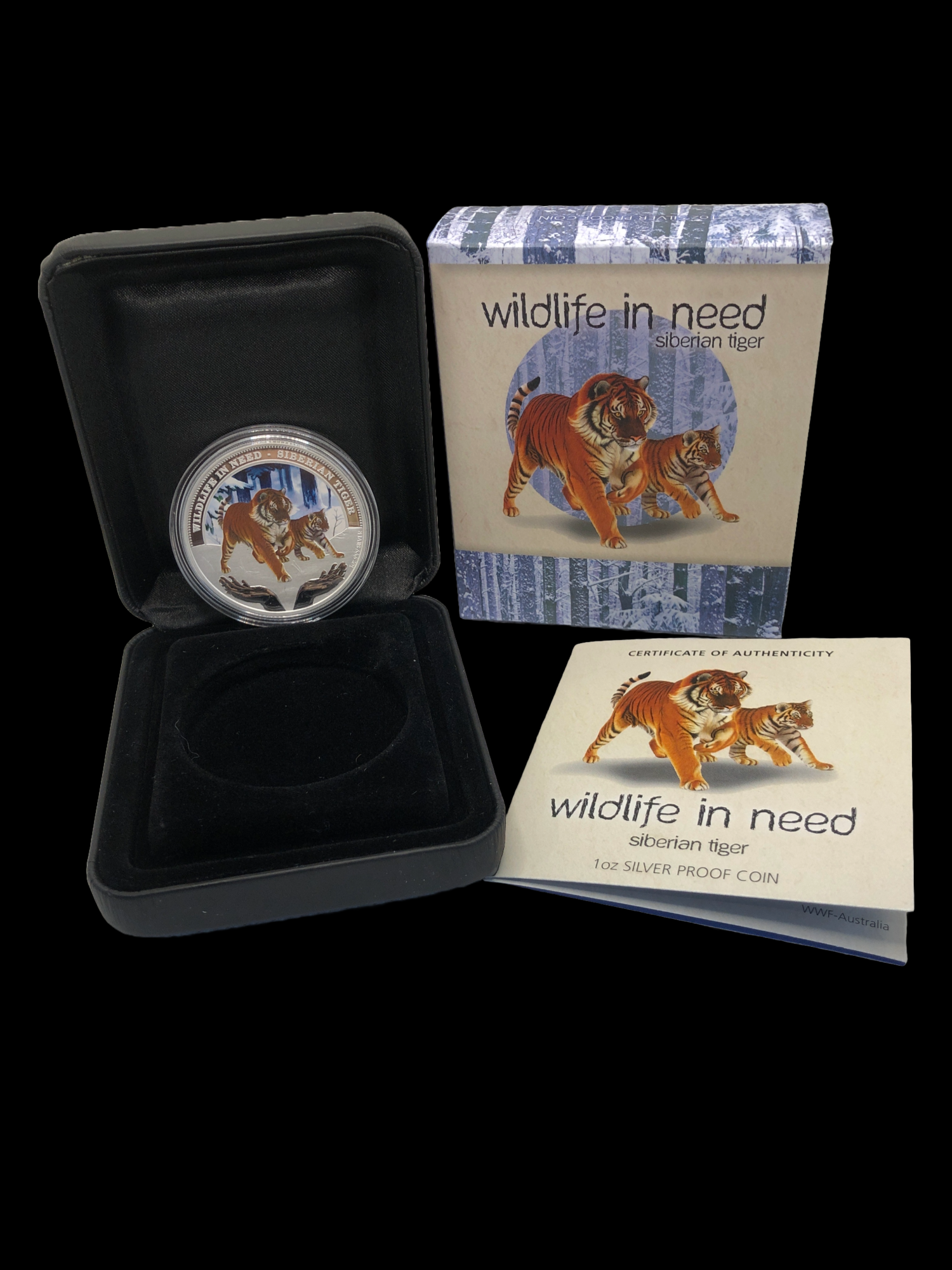 Thumbnail for 2012 Tuvalu Wildlife In Need 1oz Coloured Silver Coin - Siberian Tiger