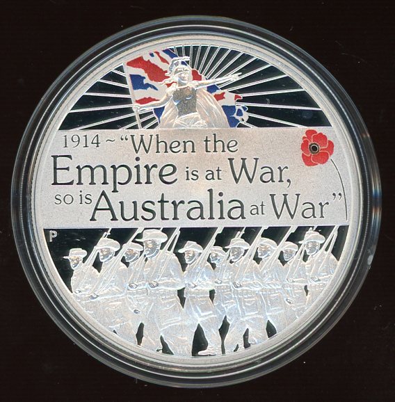 Thumbnail for 2014 100th Anniversary ANZAC Spirit 1oz Coloured Silver Proof Coin