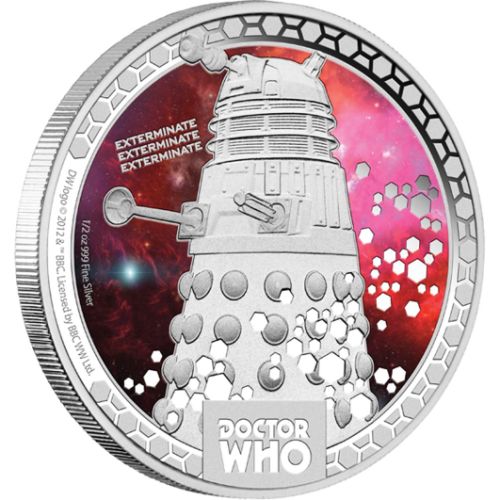 Thumbnail for 2014 Doctor Who Monsters – Daleks Half oz Coloured Silver Proof Coin