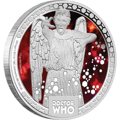 Thumbnail for 2014 Doctor Who Monsters – Weeping Angels Half oz Coloured Silver Proof Coin