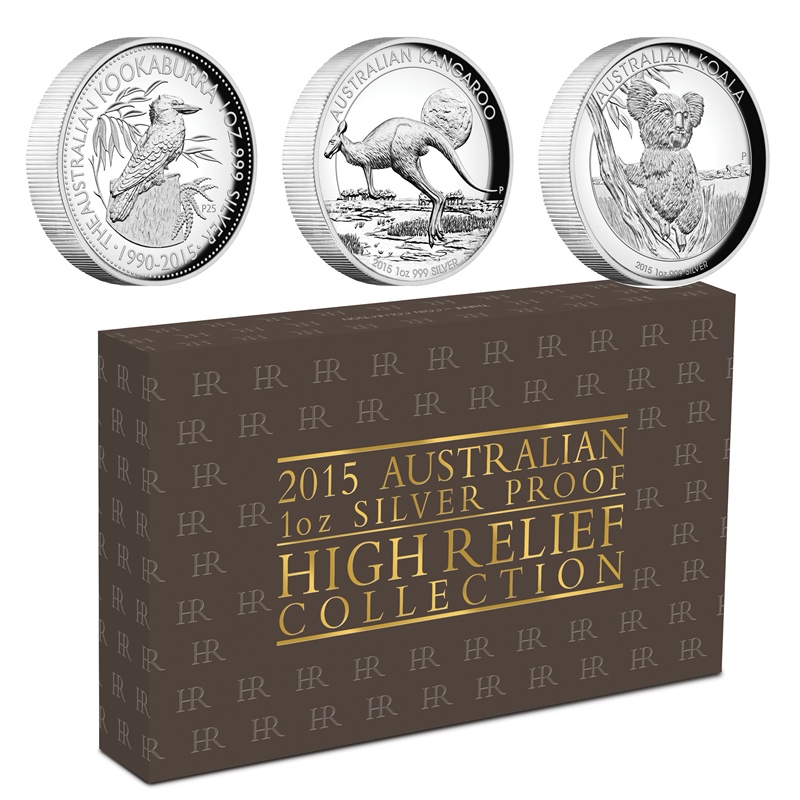Thumbnail for 2015 Australian High Relief Silver Proof Three Coin Collection