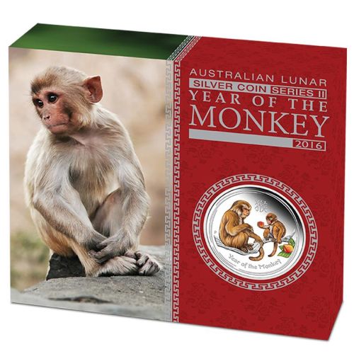 Thumbnail for 2016 2oz Coloured Silver Proof Coin ANDA Perth Coin - Australian Lunar Series II Year of the Monkey
