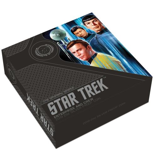 Thumbnail for 2019 Star Trek Enterprise and Crew Crew 2oz Coloured Silver Proof Coin