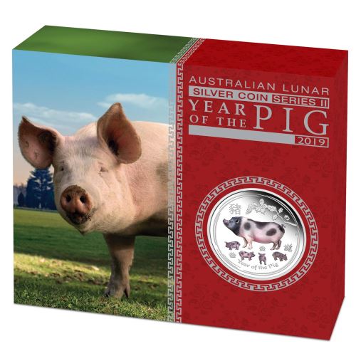 Thumbnail for 2019 Australian 1oz Coloured Silver Proof - Year of the Pig