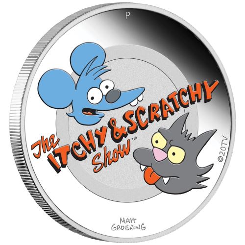 Thumbnail for 2021 Itchy & Scratchy 1oz $1 Silver Proof Coin - The Simpsons Perth Mint Series