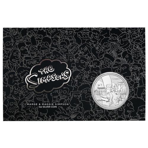 Thumbnail for 2021 $1 The Simpsons - Marge & Maggie Simpson -  1oz Silver Coin in Card - Tuvalu 99.99% Pure Silver