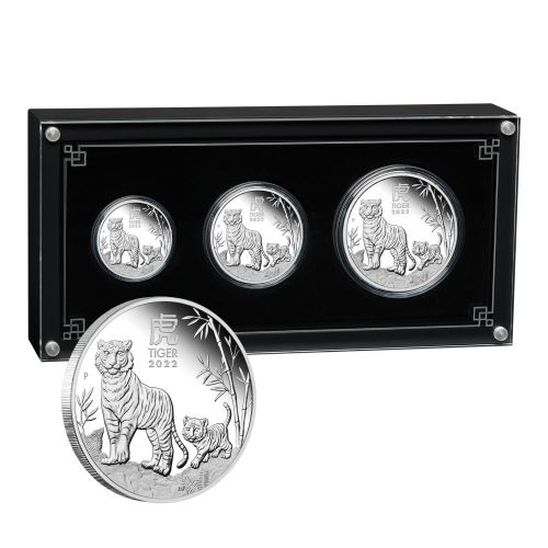 Thumbnail for 2022 Australian Lunar Series III Year of the Tiger Three Coin Silver Proof Set