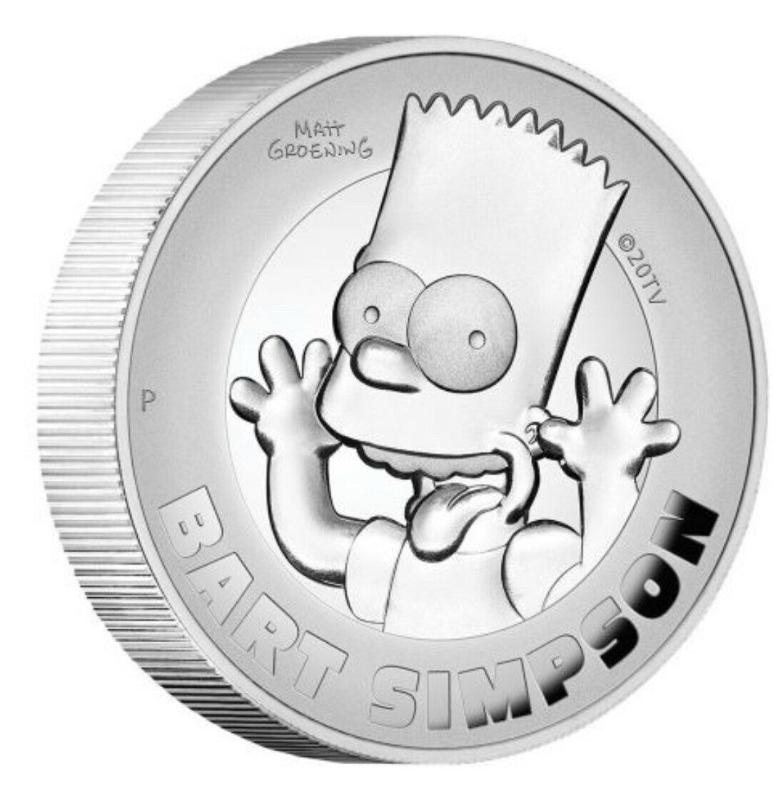 Thumbnail for 2022 Bart Simpson 2oz Silver Perth Mint Proof High Relief Coin