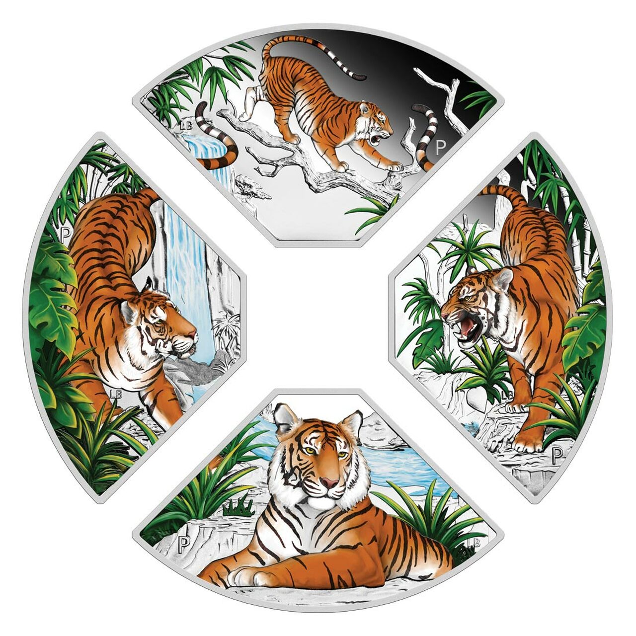 Thumbnail for 2022 Year of the Tiger Quadrant 1oz Coloured Silver Proof Four-Coin Set