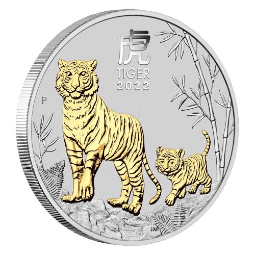 Thumbnail for 2022 Australian Lunar Series III Year of the Tiger 1oz Silver Gilded Coin