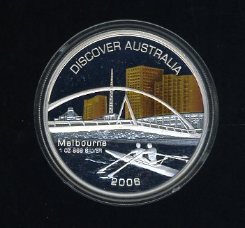 Thumbnail for 2006 Discover Australian 1oz Coloured Silver Proof Coin - Melbourne
