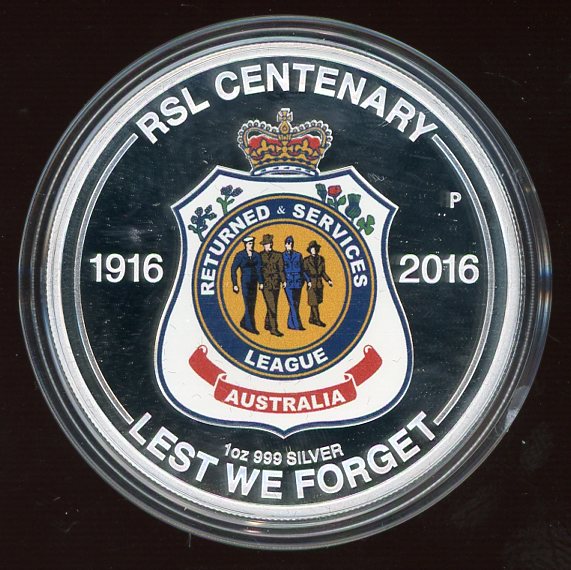 Thumbnail for 2016 Centenary of Returned Services League 1oz Coloured Silver Proof