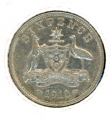 Thumbnail for 1910 Australian Sixpence gFINE