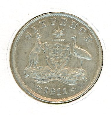 Thumbnail for 1911 Australian Sixpence gVF