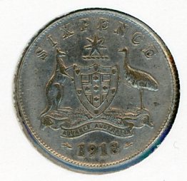 Thumbnail for 1918 George V Australian Sixpence Fine