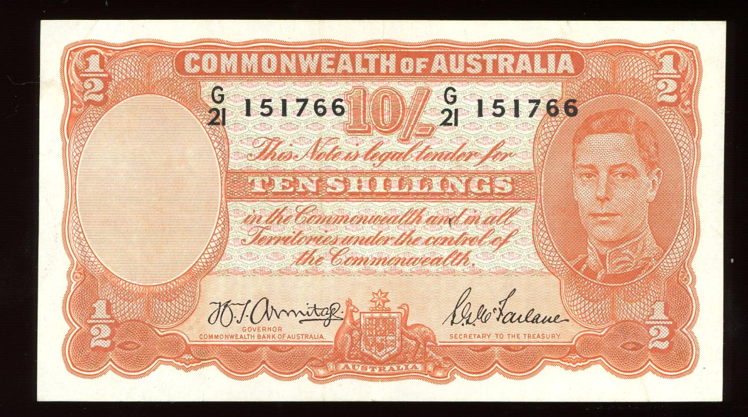 Thumbnail for 1942 Ten Shillings G21 151766 gVF