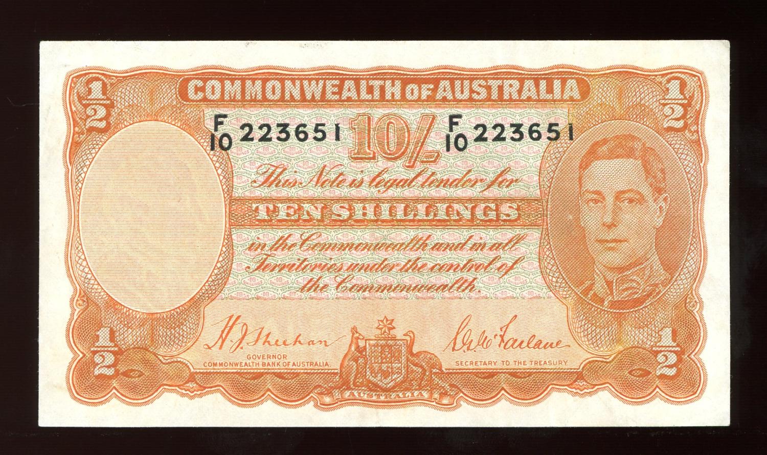 Thumbnail for 1939 Ten Shillings F10 223651 VF