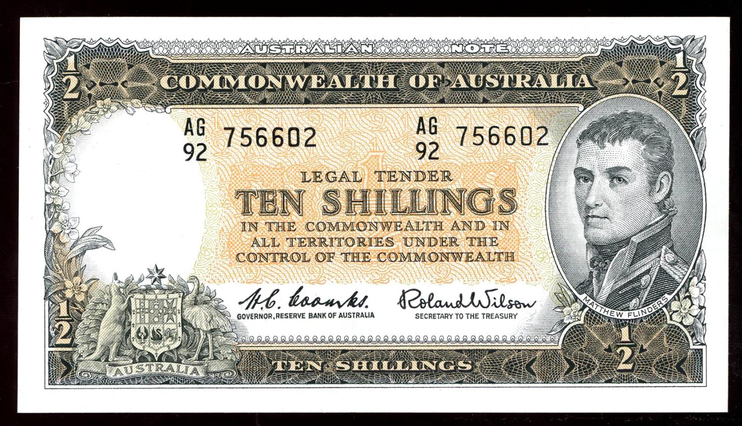 Thumbnail for 1961 Ten Shillings AG92 756602 - UNC