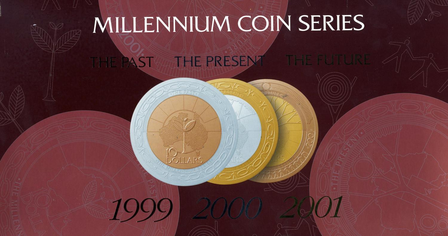 Thumbnail for 1999-2001 Millennium 3 Coin Set - Past Present Future Ten Dollar Coins
